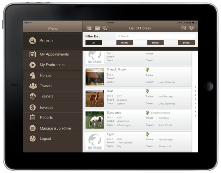 ThoroVet Mobile App - Horse List